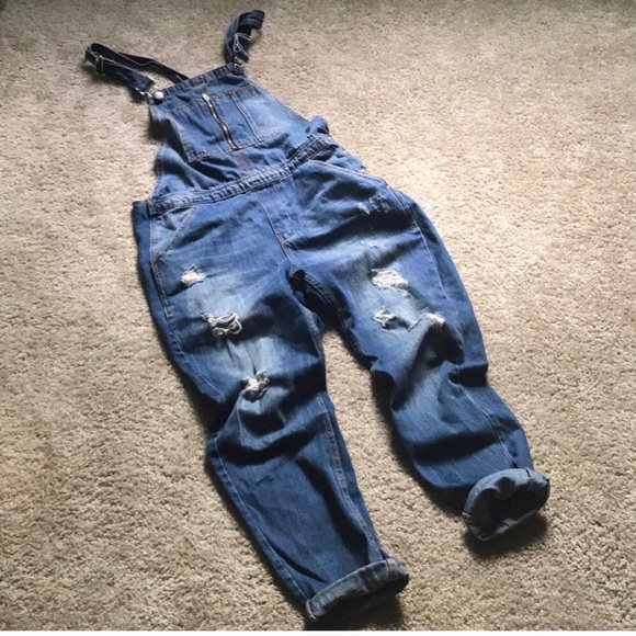 Zara distressed denim dungarees/overalls - Picture 3 of 5
